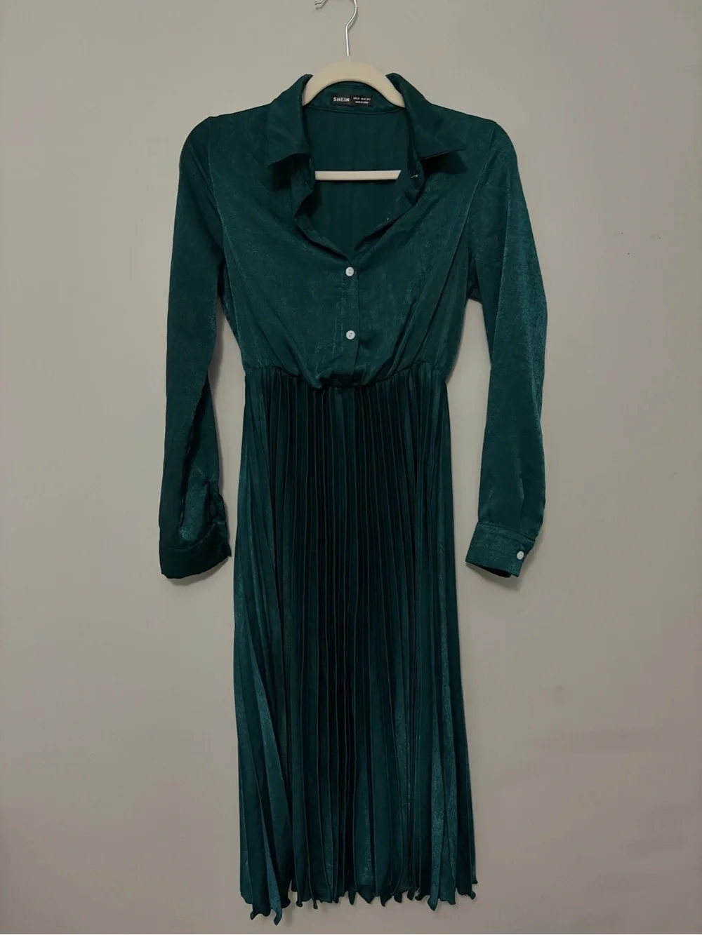 SHEIN Teal Button-Front Pleated Maxi Dress - Picture 4 of 7